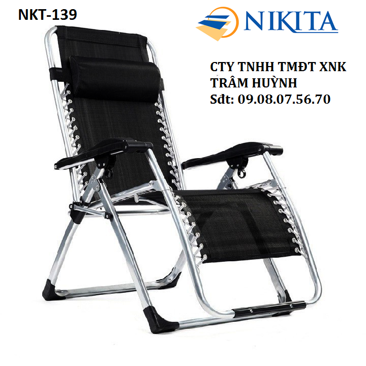 Ghế xếp gấp thư giãn Nikita NKT-139 vải lưới (tặng khay đựng 1 ly nước)